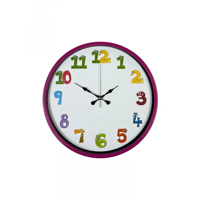 Mey İthalat® 36 Cm Pembe Çocuk Odası Duvar Saati