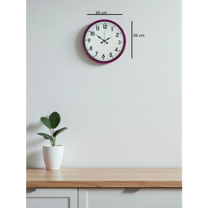 Mey İthalat® 36 Cm Pembe Dekoratif Duvar Saati