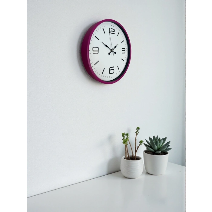 Mey İthalat® 36 Cm Pembe Modern Duvar Saati