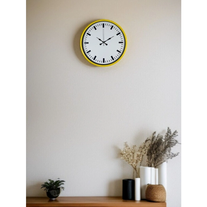 Mey İthalat® 36 Cm Sarı Dekoratif Duvar Saati