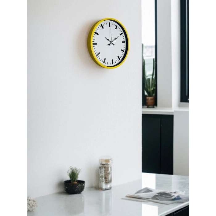 Mey İthalat® 36 Cm Sarı Dekoratif Duvar Saati