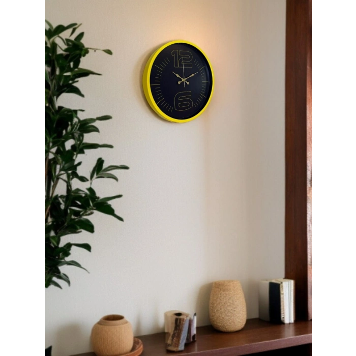 Mey İthalat® 36 Cm Sarı Dekoratif Duvar Saati