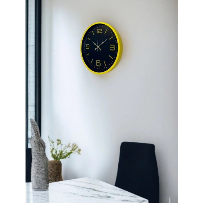 Mey İthalat® 36 Cm Sarı Dekoratif Duvar Saati