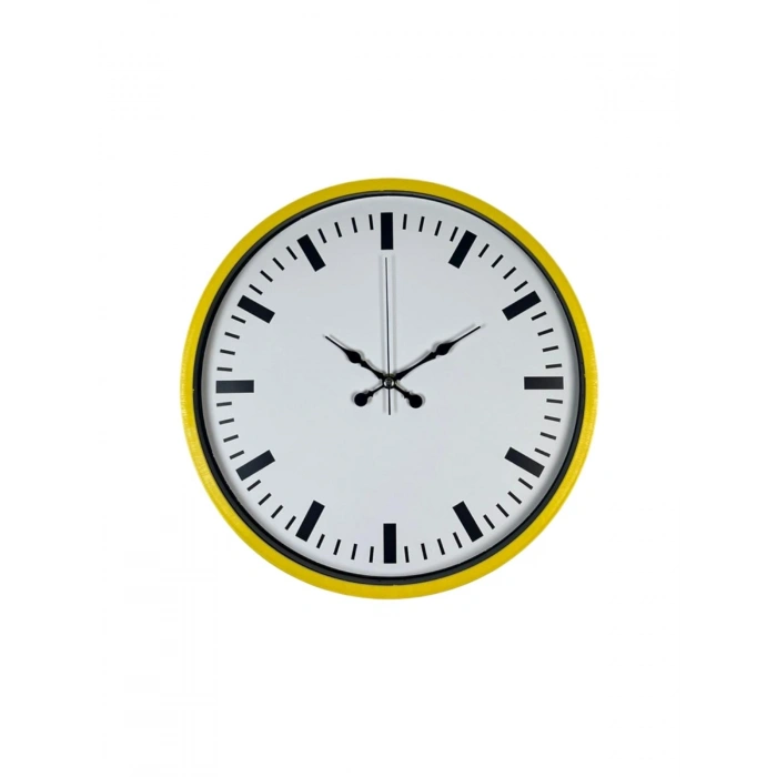 Mey İthalat® 36 Cm Sarı Dekoratif Duvar Saati
