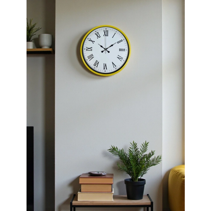 Mey İthalat® 36 Cm Sarı Roma Rakamlı Duvar Saati