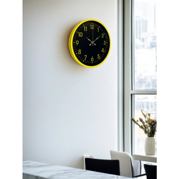 Mey İthalat® 36 Cm Sarı Standart Duvar Saati