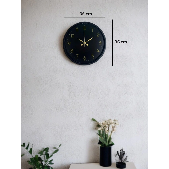 Mey İthalat® 36 Cm Siyah Asil Duvar Saati