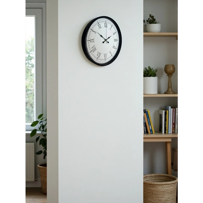 Mey İthalat® 36 Cm Siyah Asil Roma Rakamlı Duvar Saati