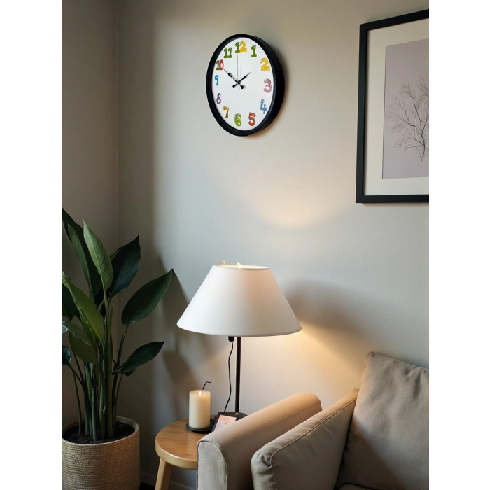 Mey İthalat® 36 Cm Siyah Çocuk Odası Duvar Saati