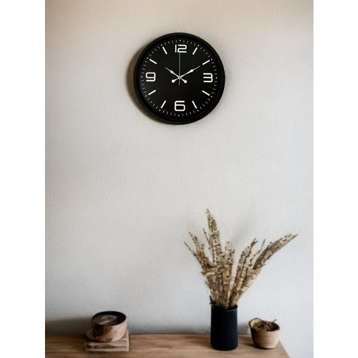 Mey İthalat® 36 Cm Siyah Dekoratif Duvar Saati