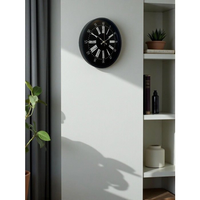 Mey İthalat® 36 Cm Siyah Dekoratif Duvar Saati