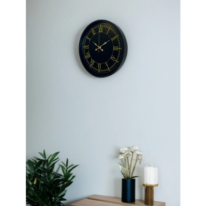 Mey İthalat® 36 Cm Siyah Dekoratif Duvar Saati