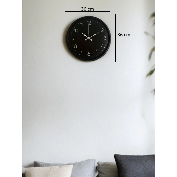 Mey İthalat® 36 Cm Siyah Dekoratif Duvar Saati