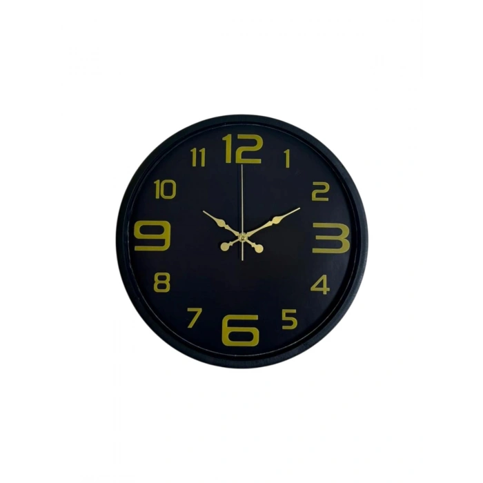 Mey İthalat® 36 Cm Siyah Gold Rakamlı Duvar Saati