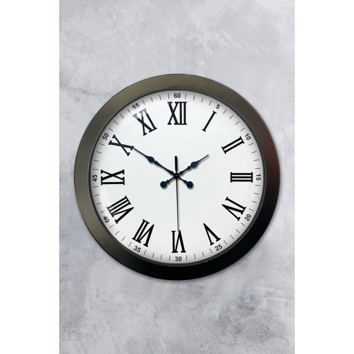 Mey İthalat® 36 cm Siyah Metal Roma Rakamlı Duvar Saati