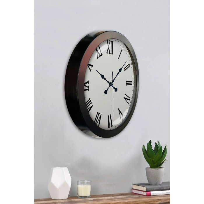 Mey İthalat® 36 cm Siyah Metal Roma Rakamlı Duvar Saati