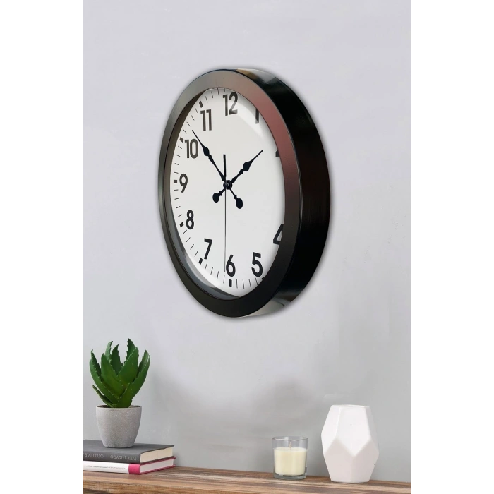 Mey İthalat® 36 cm Siyah Metal Standart Duvar Saati