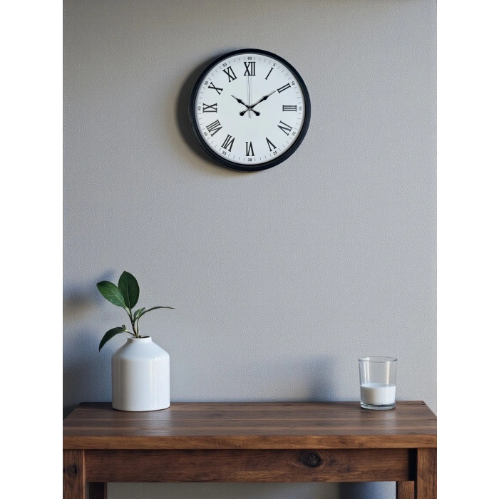 Mey İthalat® 36 Cm Siyah Roma Rakamlı Duvar Saati