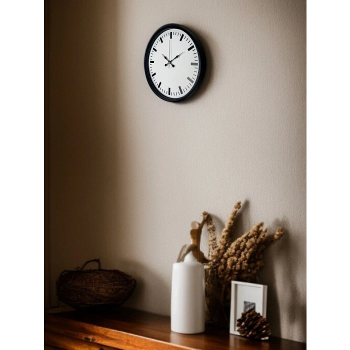 Mey İthalat® 36 Cm Siyah Sade Standart Duvar Saati
