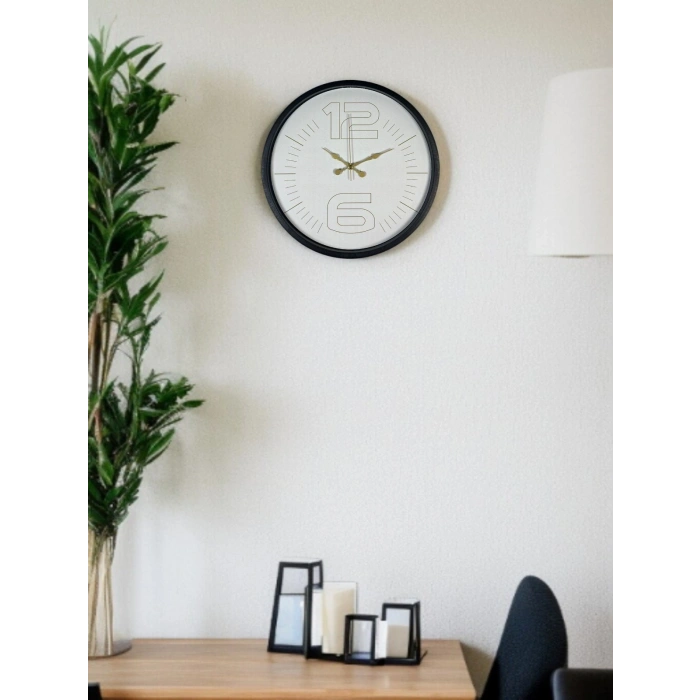 Mey İthalat® 36 Cm Siyah Sade Zarif Duvar Saati