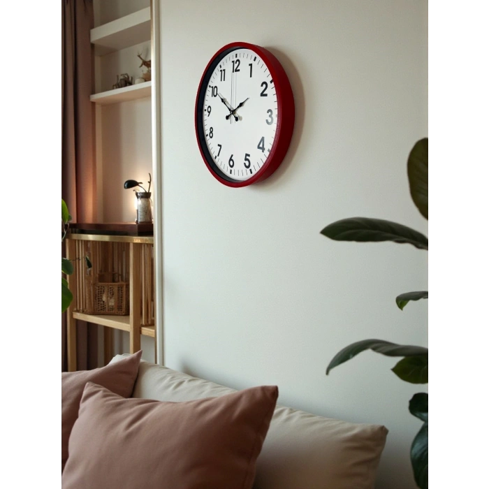 Mey İthalat® 36 Cm Standart Kırmızı Duvar Saati