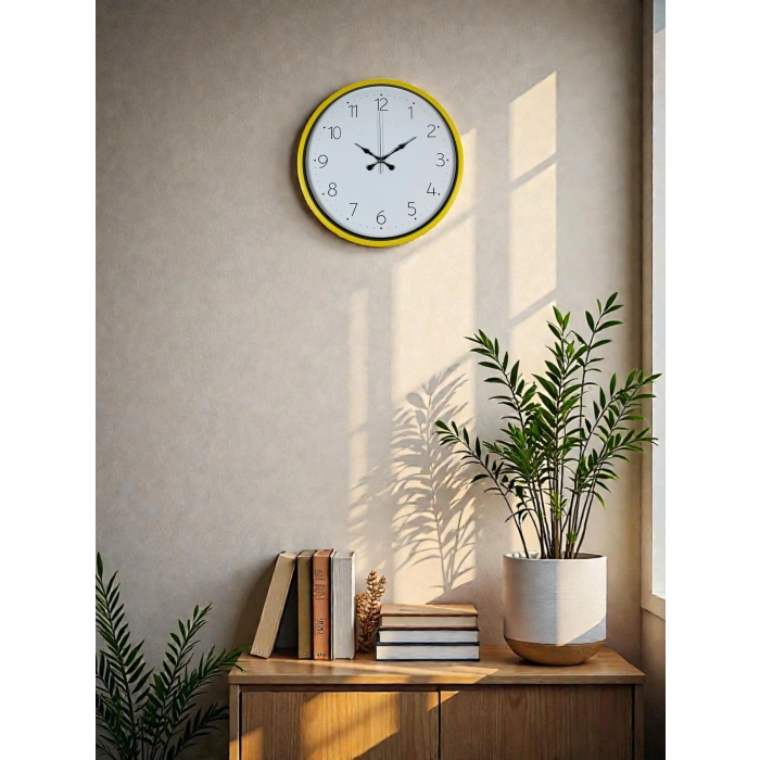 Mey İthalat® 36 Cm Standart Sarı Duvar Saati