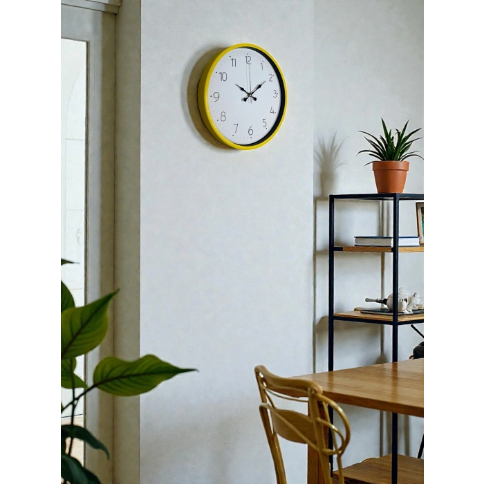 Mey İthalat® 36 Cm Standart Sarı Duvar Saati