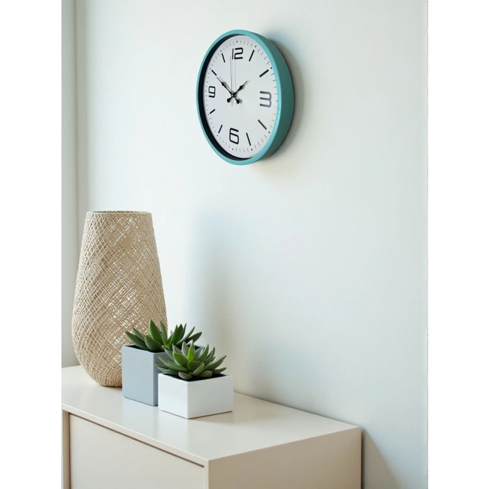 Mey İthalat® 36 Cm Turkuaz Dekoratif Duvar Saati