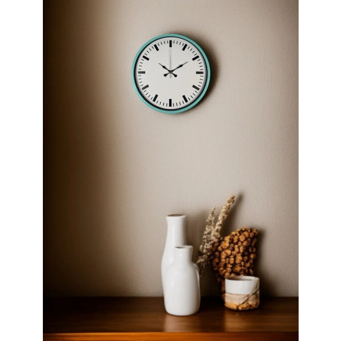 Mey İthalat® 36 Cm Turkuaz Sade Şık Duvar Saati