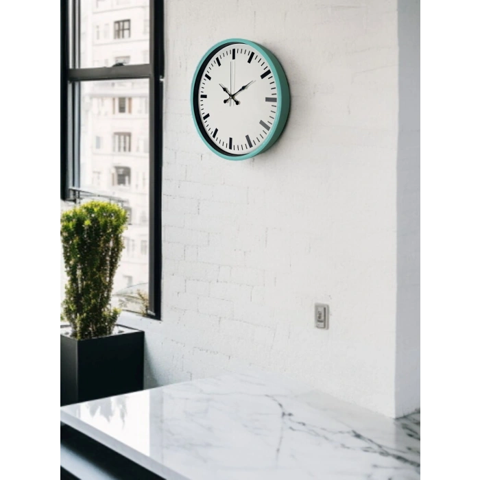 Mey İthalat® 36 Cm Turkuaz Sade Şık Duvar Saati