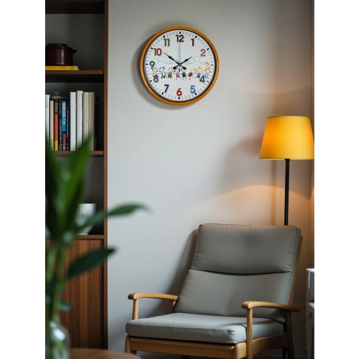 Mey İthalat® 36 Cm Turuncu Çocuk Odası Duvar Saati