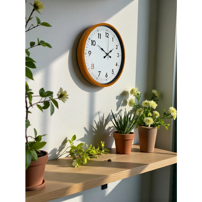 Mey İthalat® 36 Cm Turuncu Dekoratif Duvar Saati