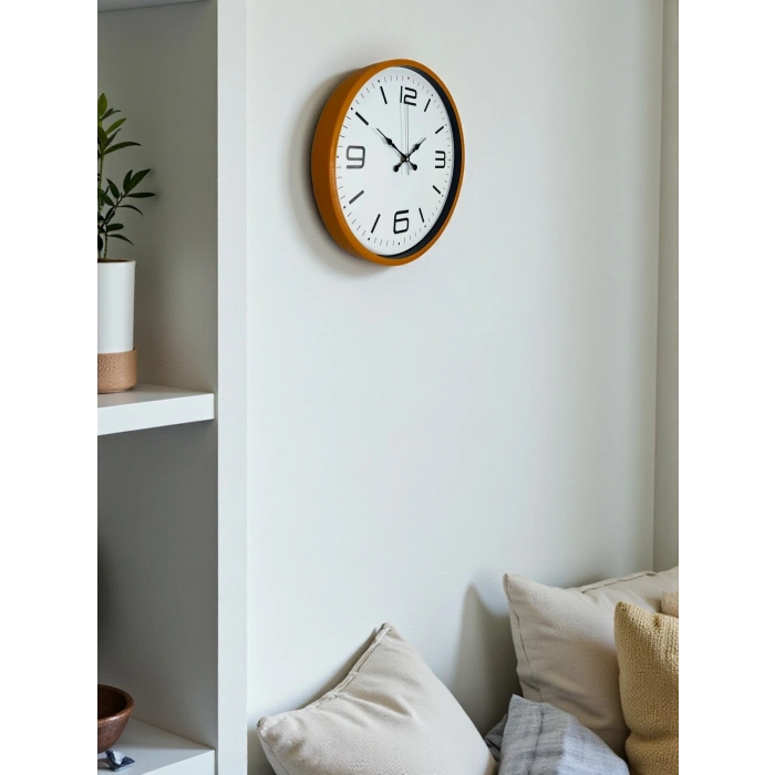 Mey İthalat® 36 Cm Turuncu Dekoratif Duvar Saati
