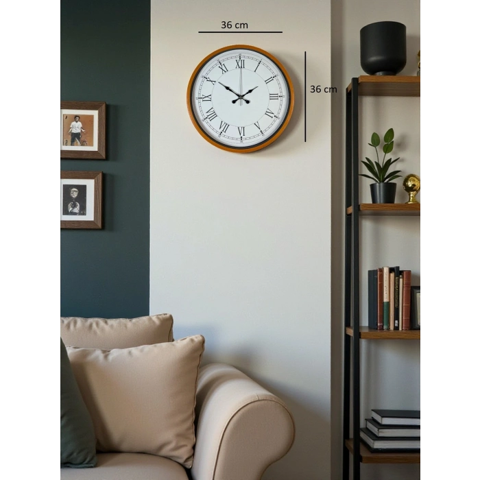 Mey İthalat® 36 Cm Turuncu Roma Rakamlı Duvar Saati