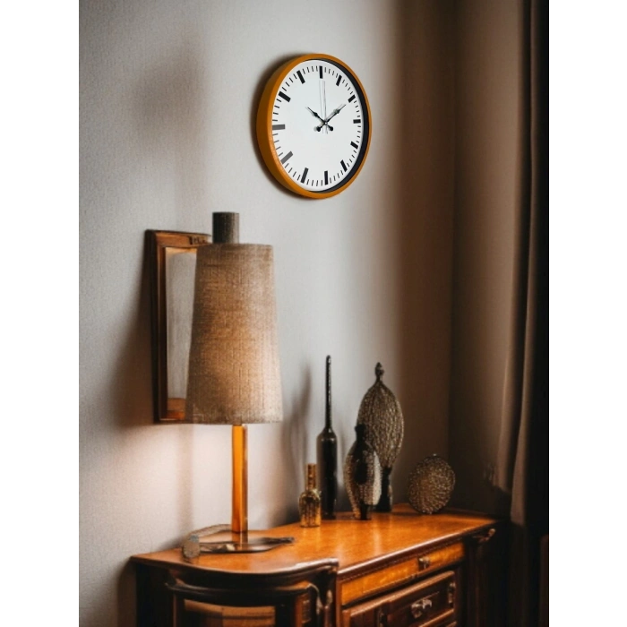 Mey İthalat® 36 Cm Turuncu Sade Şık Duvar Saati