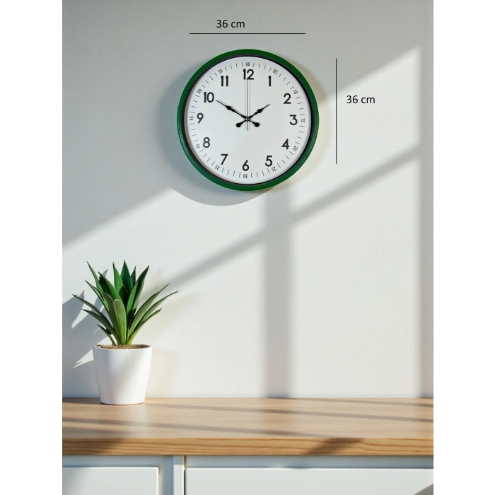 Mey İthalat® 36 Cm Yeşil Dekoratif Duvar Saati