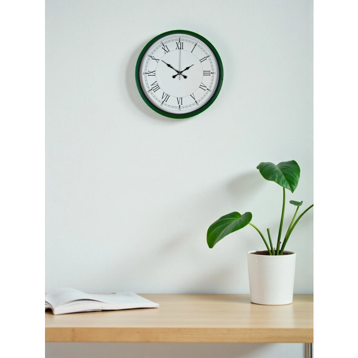 Mey İthalat® 36 Cm Yeşil Roma Rakamlı Duvar Saati