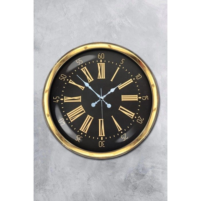 Mey İthalat® 40 cm Metal Gold Roma Rakamlı Duvar Saati