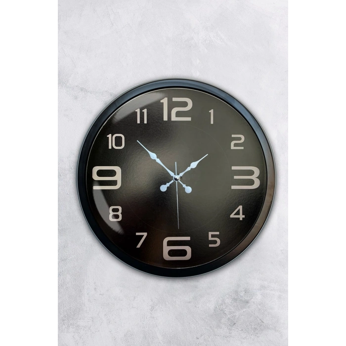 Mey İthalat® 40 cm Siyah Metal Modern Duvar Saati