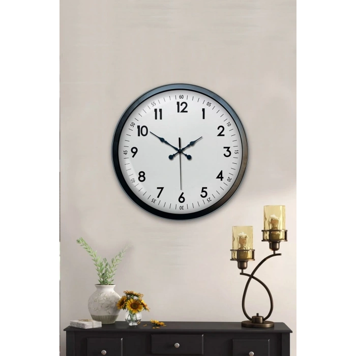Mey İthalat® 40 cm Siyah Metal Standart Duvar Saati