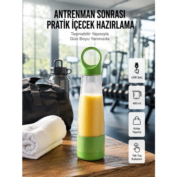 Mey İthalat® 400 ml Kapasiteli Pratik Taşınabilir Meyve Blender