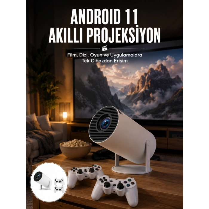 Mey İthalat® 4K Wireless Çift Kollu Kumandalı Oyun Projeksiyonu Retro Video Oyunu Yeni Nesil