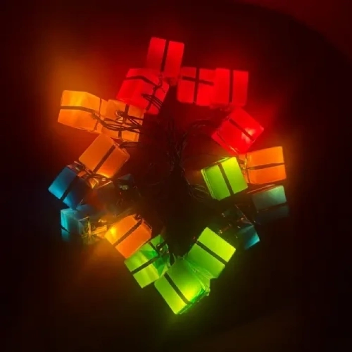 Mey İthalat® 4m 20 LED Pilli Hediye Kutusu Figürlü Lamba