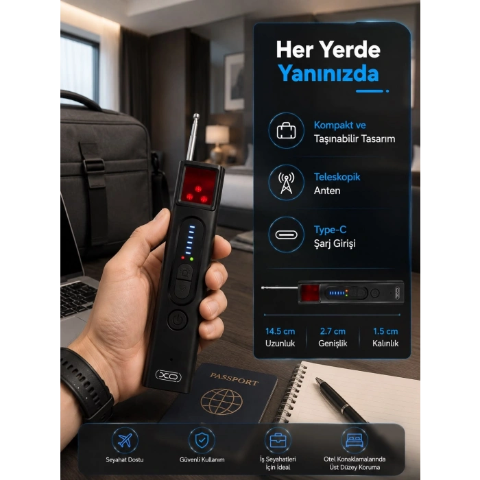 Mey İthalat® 5 Kademeli Hassasiyet Ayarlı Kablosuz Sinyal Dedektörü