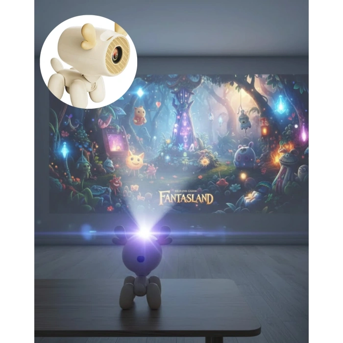 Mey İthalat® 500 ANSI Lümen Parlaklıkta Akıllı Mini Projeksiyon Cihazı