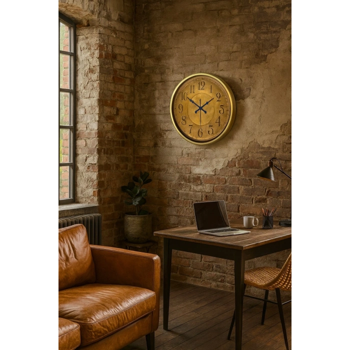 Mey İthalat® 52 cm Eskitme Metal Retro Duvar Saati