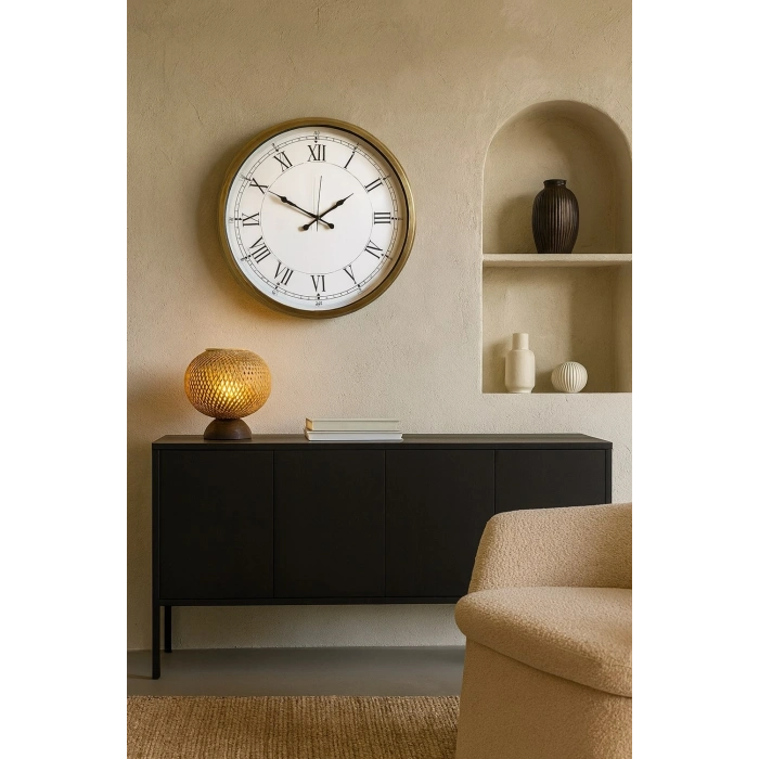 Mey İthalat® 52 cm Eskitme Metal Retro Duvar Saati