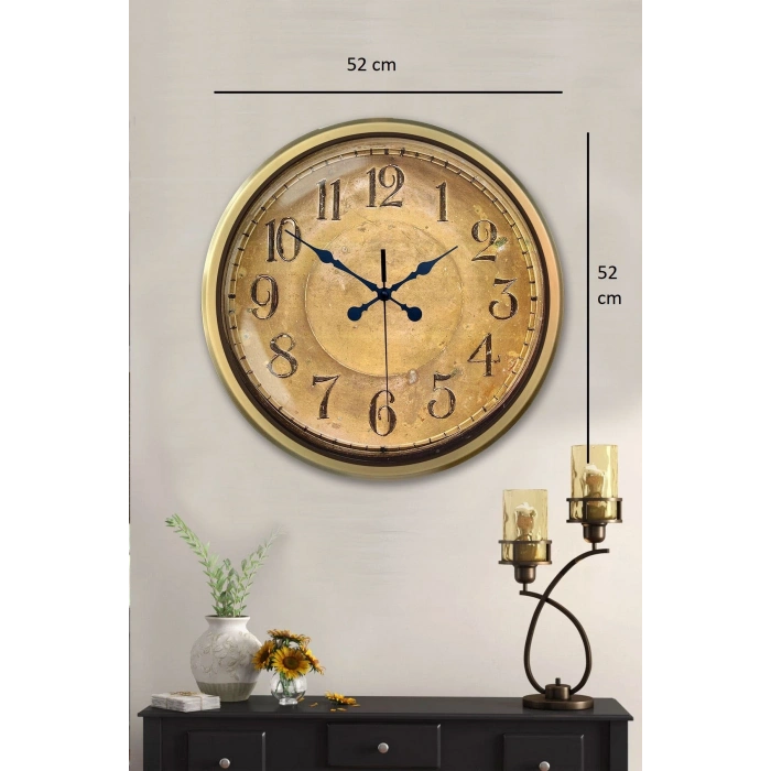 Mey İthalat® 52 cm Eskitme Metal Retro Duvar Saati