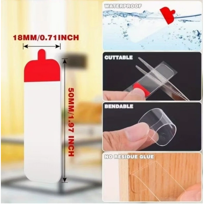 Mey İthalat® 60 Parça Kolay Açılır Güçlü Çift Taraflı Bant 18mm*50mm