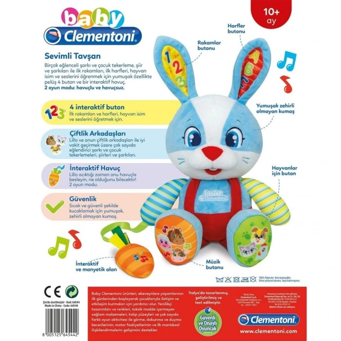 Mey İthalat® 64544 Baby Clementoni Sevimli Tavşan +10 ay